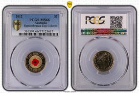 2012 $2 Remembrance Day Colorized MS66