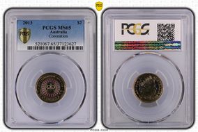 2013 $2 Coronation Colorized MS65