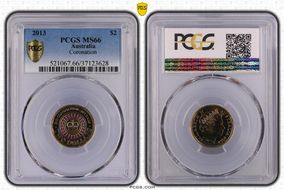 2013 $2 Coronation Colorized MS66