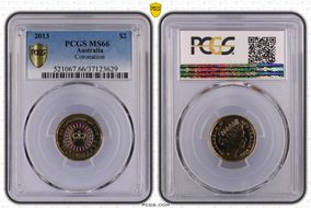 2013 $2 Coronation Colorized MS66