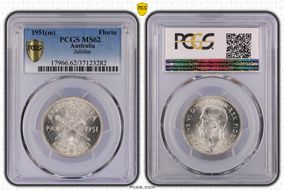 1951(m) Florin Jubilee KM-47  Ag MS62