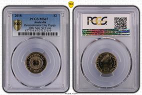 2018 $2 Remembrance Day Poppy 30th Ann. $2 Coin MS67