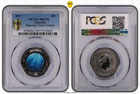 2017 20C Planetary Coins Uranus Colorized MS70