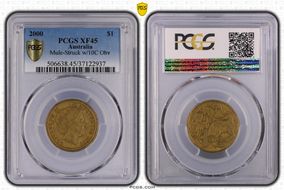 2000 $1 Mule-Struck w/10C Obv XF45