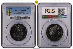 2000 50C Millennium Relief Flag MS68