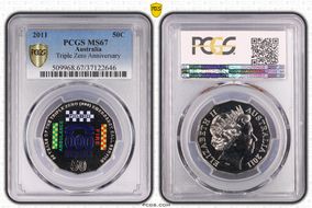 2011 50C Triple Zero Anniversary Colorized MS67