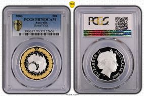 2006 50C Royal Visit Ag Partial Gilt PR70DCAM