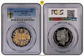 2012 50C Coat of Arms Selective Gilt PR70DCAM