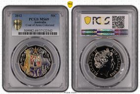 2012 50C Coat of Arms Colorized MS69