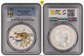 2003 $1 Kangaroo Ag Gilt MS70
