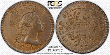 1795 1C S-76a Lettered Edge MS65BN