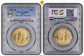 1911-R 50 L 50th Anniv. Kingdom KM-54  Au MS63