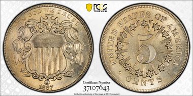 1867 5C Rays MS66+
