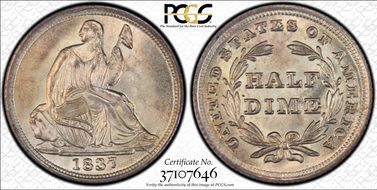 1837 H10C Seated, Small Date MS67