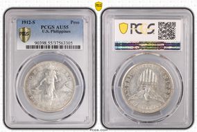 1912-S Peso KM-172  Ag AU55