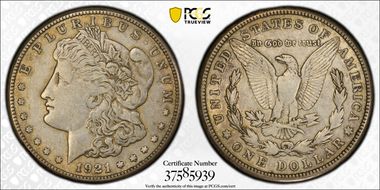 1921-S $1 VAM 6B, Filled S XF40