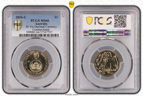 2016-C $1 50 Yrs Decimal Currency Canberra Counterstamp MS66