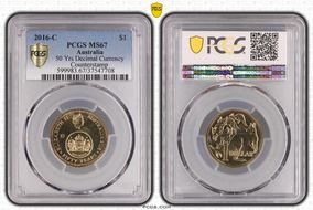 2016-C $1 50 Yrs Decimal Currency Canberra Counterstamp MS67