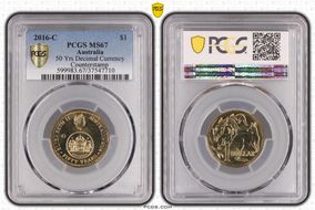 2016-C $1 50 Yrs Decimal Currency Canberra Counterstamp MS67