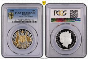 2016 50C Selective Gilt Silver 50th Ann. Decimal Currency PR70DCAM
