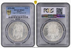1870-BB 5 Fr Gad-739 Napoléon III MS63