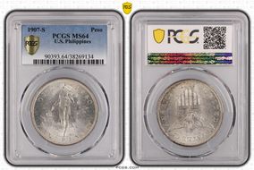 1907-S Peso MS64