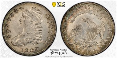 1809 50C O-114a AU58