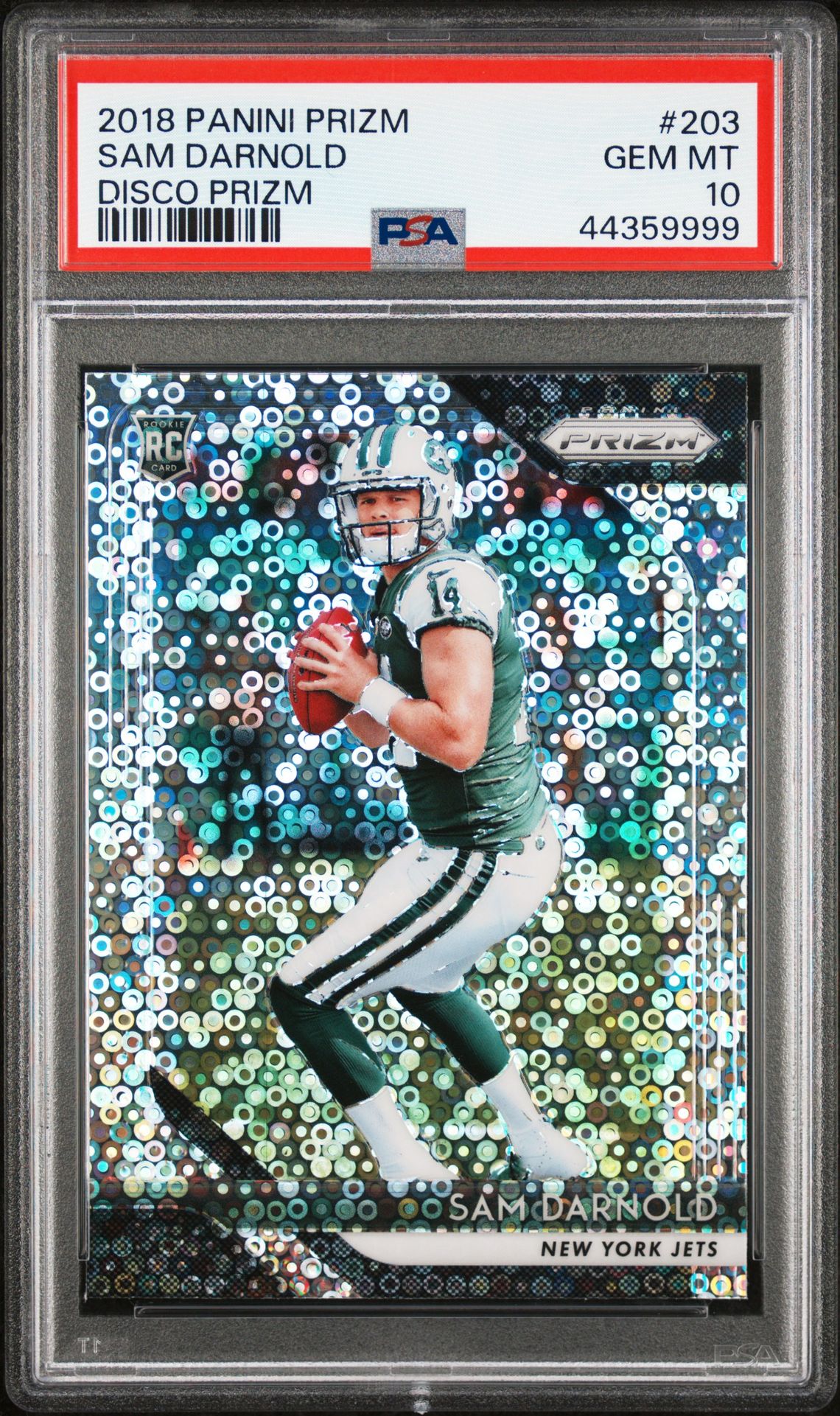 2018 Panini Prizm Sam Darnold #203 (Disco Prizm) Gem Mt 10 front