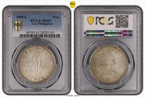 1909-S Peso KM-172  Ag MS61