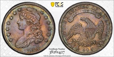 1836 50C Lettered Edge MS64+ 