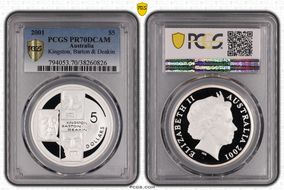 2001 $5 Kingston, Barton & Deakin PR70DCAM