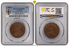 1920 /./  1D Dot above bottom scroll Indian obverse MS65BN
