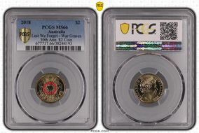 2018 $2 Lest We Forget - War Graves 30th Ann. $2 Coin Colorized MS66