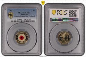 2012 $2 Remembrance Day Colorized MS67