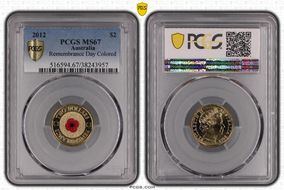 2012 $2 Remembrance Day Colorized MS67