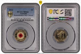2012 $2 Remembrance Day Colorized MS66