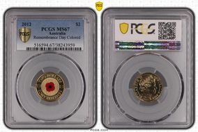 2012 $2 Remembrance Day Colorized MS67