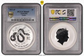 2013-P $1 Year of the Snake Ag MS69