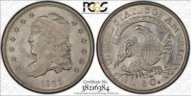 1837 H10C Capped Bust, Small 5C MS64