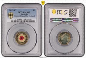2012-C $2 Remembrance Day Colorized MS63