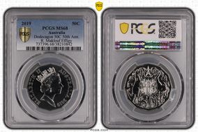 2019 50C Dodecagon 50C 50th Ann. R. Maklouf Effigy MS68