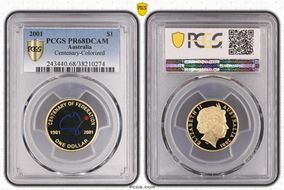 2001 $1 Centenary-Colorized PR68DCAM