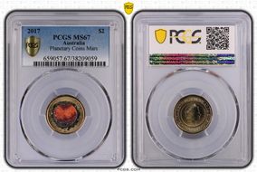 2017 $2 Planetary Coins Mars Colorized MS67