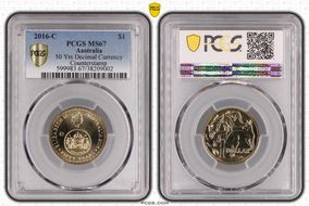 2016-C $1 50 Yrs Decimal Currency Canberra Counterstamp MS67