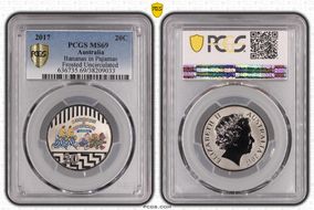 2017 20C Bananas in Pyjamas Colorized Frosted Uncirculated MS69