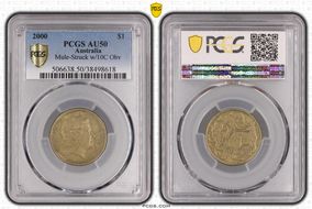2000 $1 Mule-Struck w/10C Obv AU50