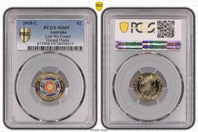 2018-C $2 Lest We Forget Eternal Flame Colorized MS69