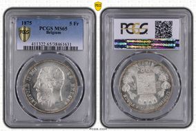 1875 5 Fr KM-24  Ag MS65