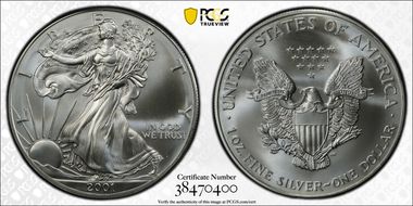 2001 $1 Silver Eagle MS70