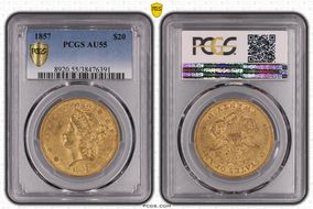 1857 $20 AU55